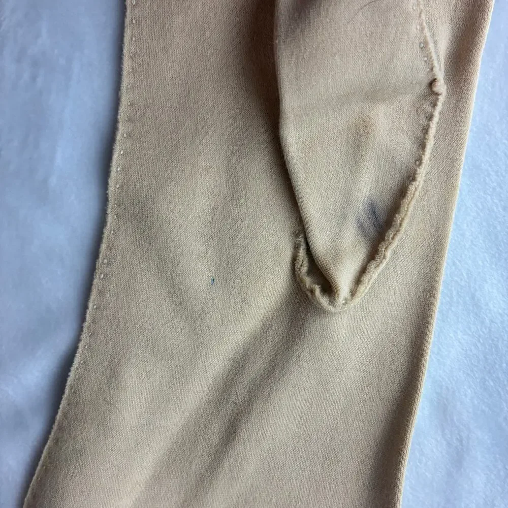 Dawnelle Vintage Ladies 6 Gloves 100% Double Woven Cotton Mid Length Fawn READ